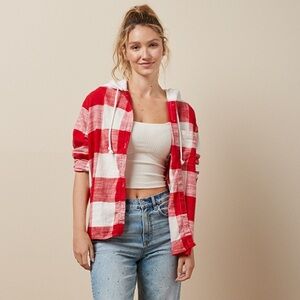 American Eagle Oversized Flannel Hoodie - Size M